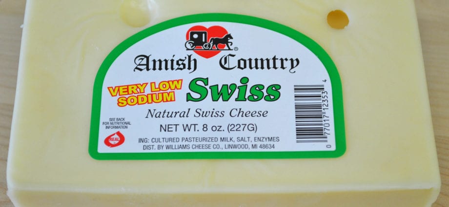 Swiss cheese, low salt content, mdzh 44% dry in-ve