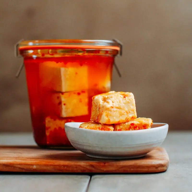 Tofu fermented (fuyu), prepared with calcium sulfate