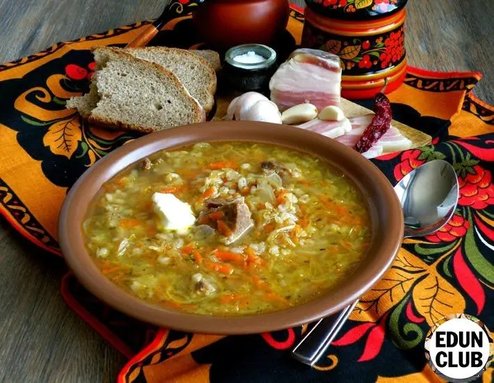 Ural cabbage soup recipe (with cereals). Calorie, chemical composition and nutritional value.