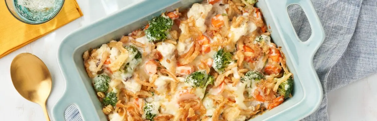 Vegetable casserole recipe. Calorie, chemical composition and nutritional value.