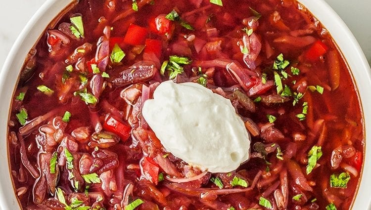 Vegetarian Borscht recipe. Calorie, chemical composition and nutritional value.