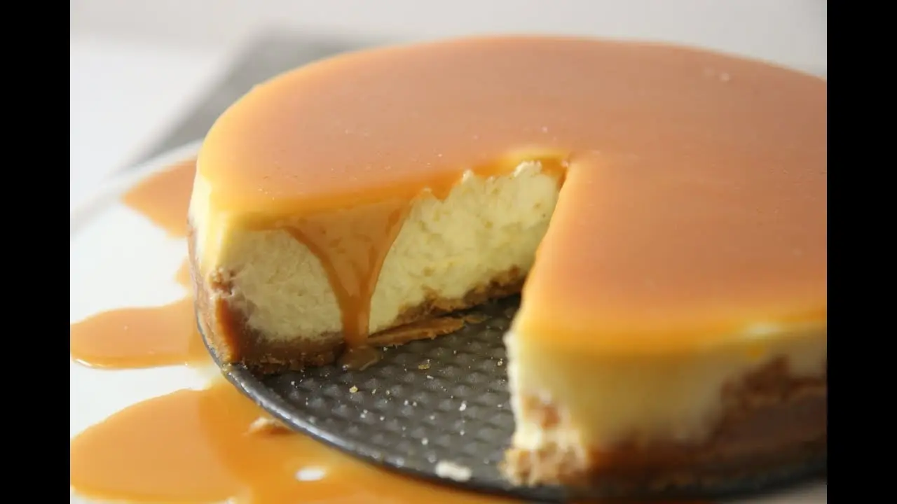 Video recipe for caramel cheesecake