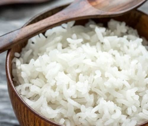 Hvid klæbrig ris (asiatisk), kogt