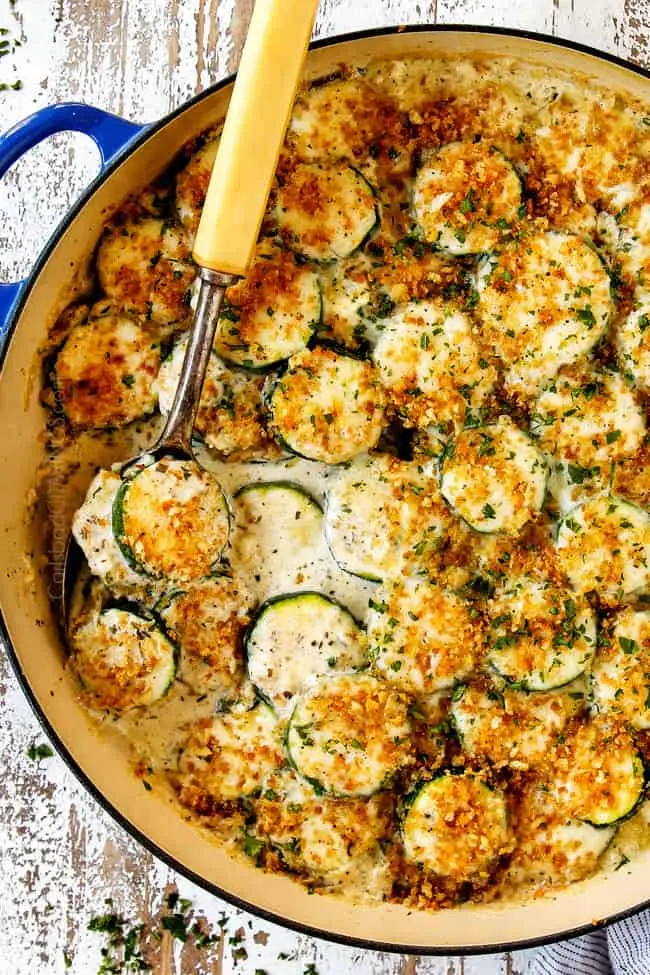 Zucchini casserole recipe. Calorie, chemical composition and nutritional value.