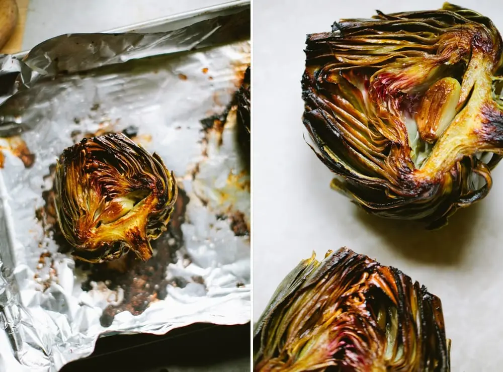 Artichokes baked with garlic and lemon