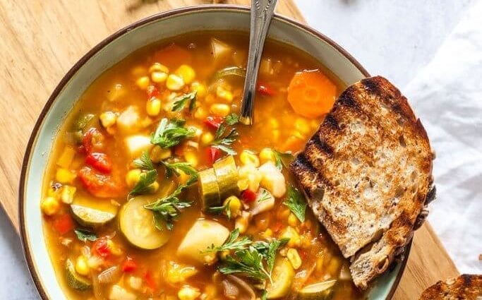 Baked Peppercorn Soup with Corn