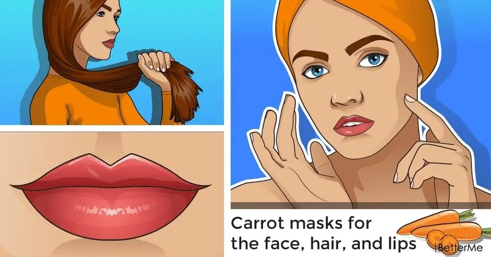 Carrot masks for face, hair, lips