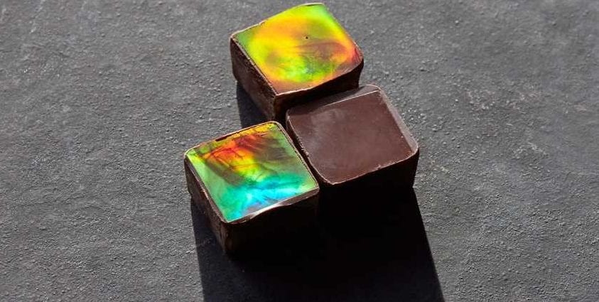 Chocolate invented, shimmering in different colors