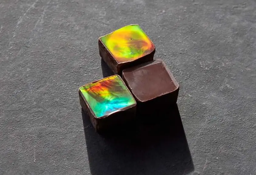 Chocolate invented, shimmering in different colors
