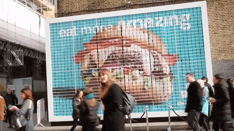 Edible billboard the size of a double-decker bus installed in London