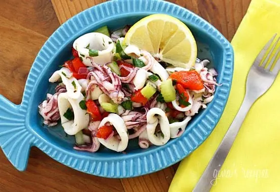How long to cook squid for salad?