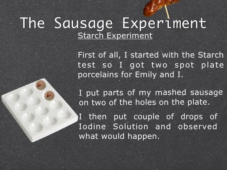 What happens if you drop iodine on a sausage?