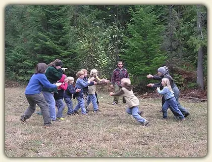 Active games for adults and children in nature