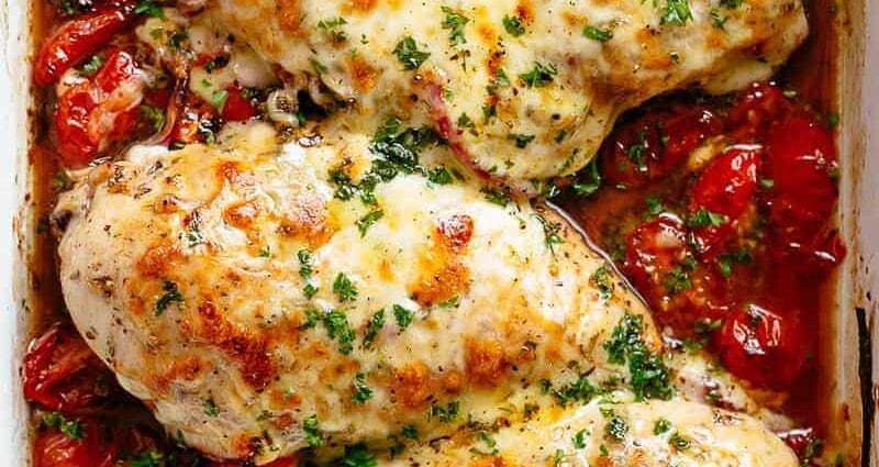 Baked breast with cheese and spices