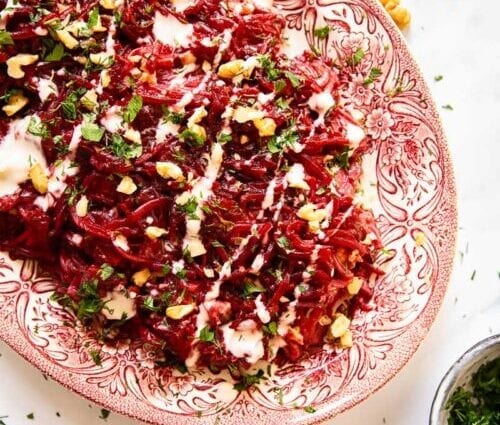 Beetroot salad with garlic and mayonnaise