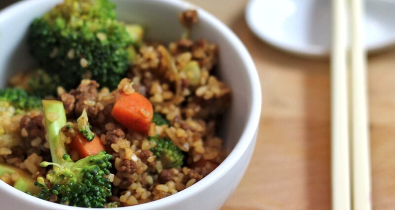 Bulgur with soy minced meat