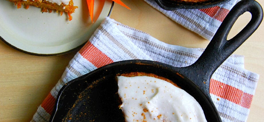 Carrot cake in a frying pan