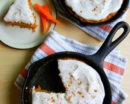 Carrot cake in a frying pan