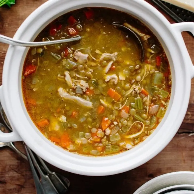 Chicken soup with lentils