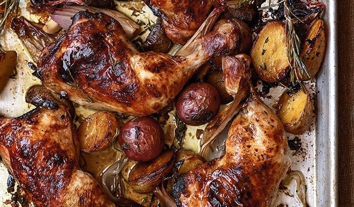 Chicken with potatoes and mushrooms