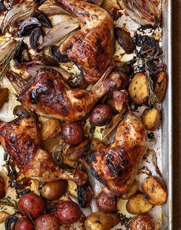 Chicken with potatoes and mushrooms