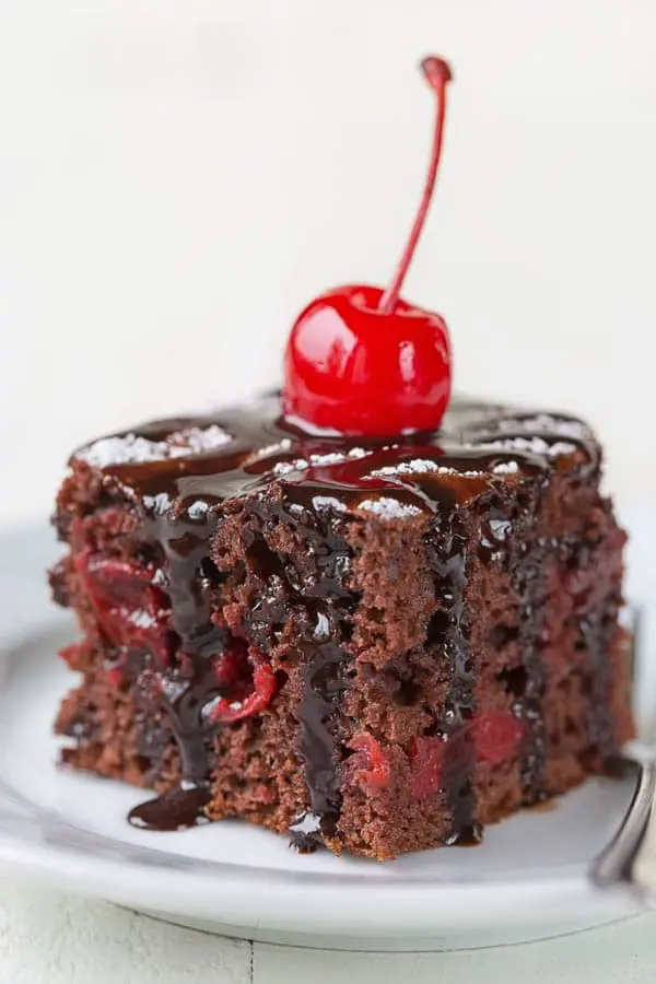 Chocolate cake with cherries