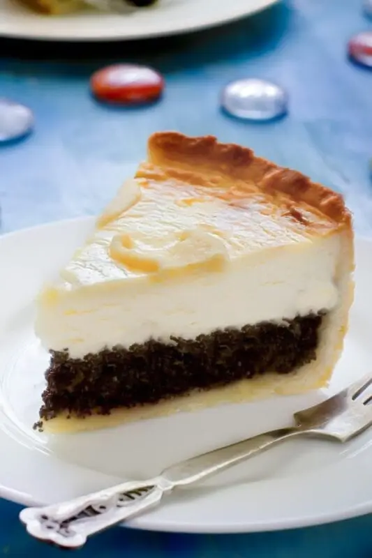 Cottage cheese casserole with pear and poppy seeds