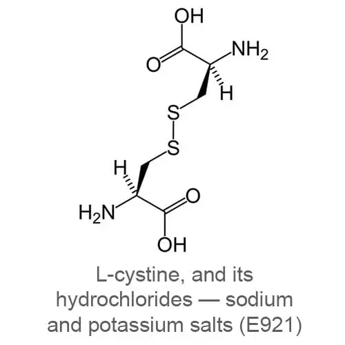 E921 Cystine, L-and its hydrochlorides-sodium and potassium salts