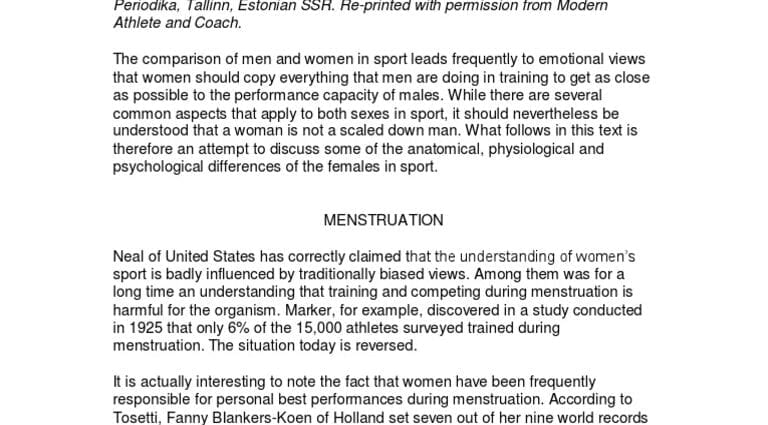 Features of women&#8217;s training