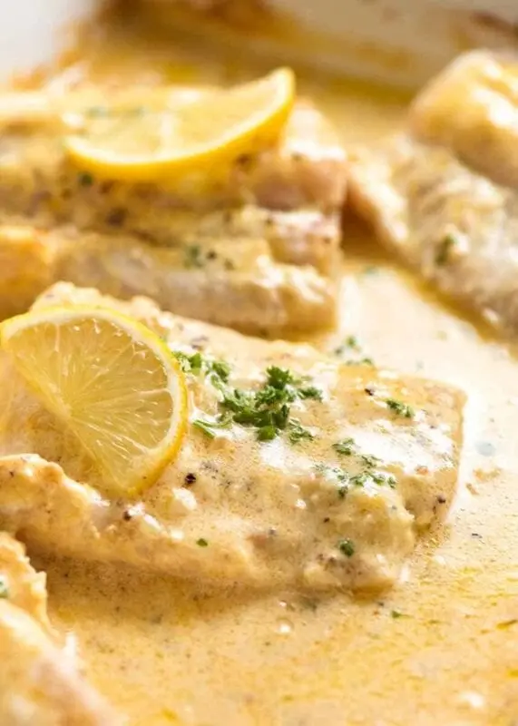 Fish with cream sauce