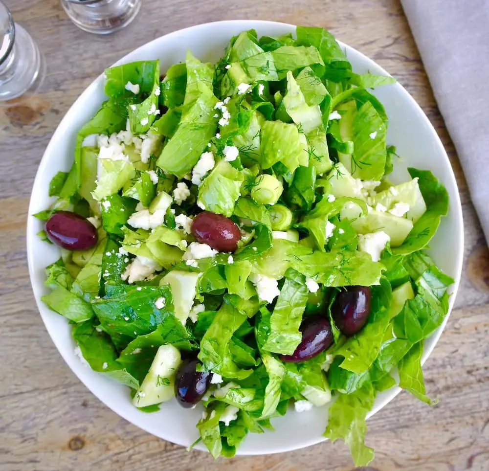 Green salad with feta cheese