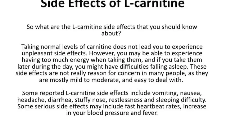 L-carnitine. Harm and side effects.