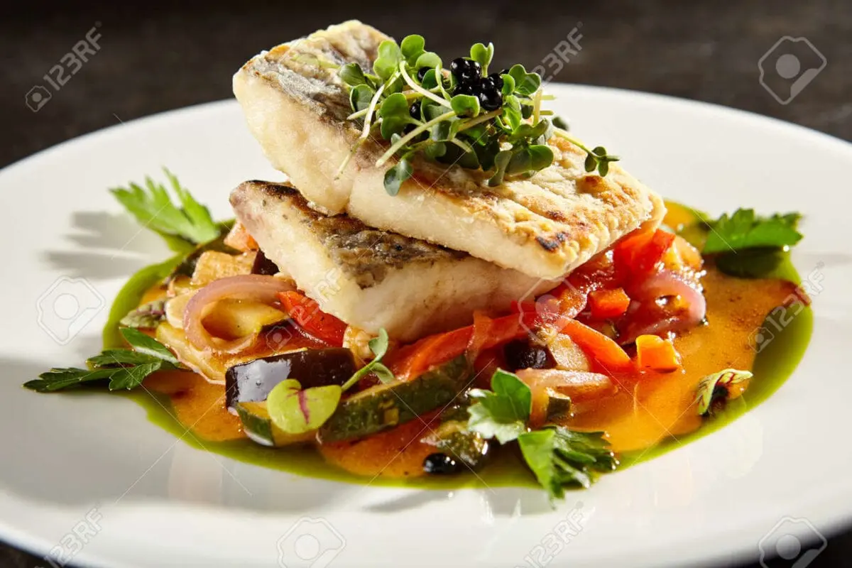 Pollock fillet with vegetables