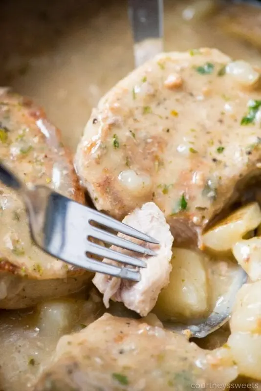 Pork with potatoes in a slow cooker