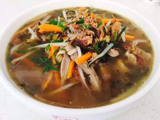 Soup with duck cabbage and mushrooms