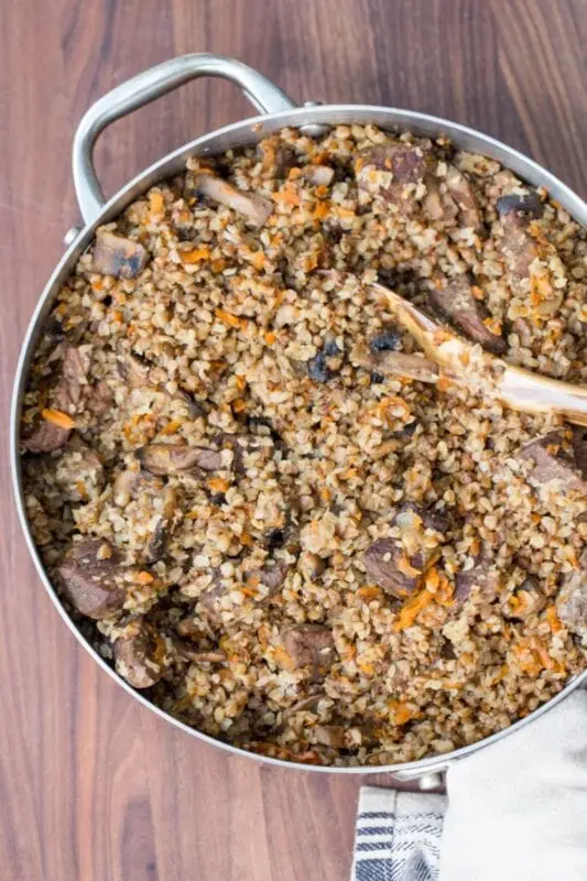 Beef with buckwheat