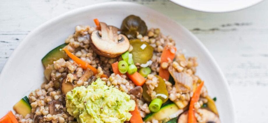 Buckwheat porridge with mushrooms and potatoes