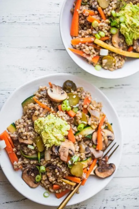 Buckwheat porridge with mushrooms and potatoes