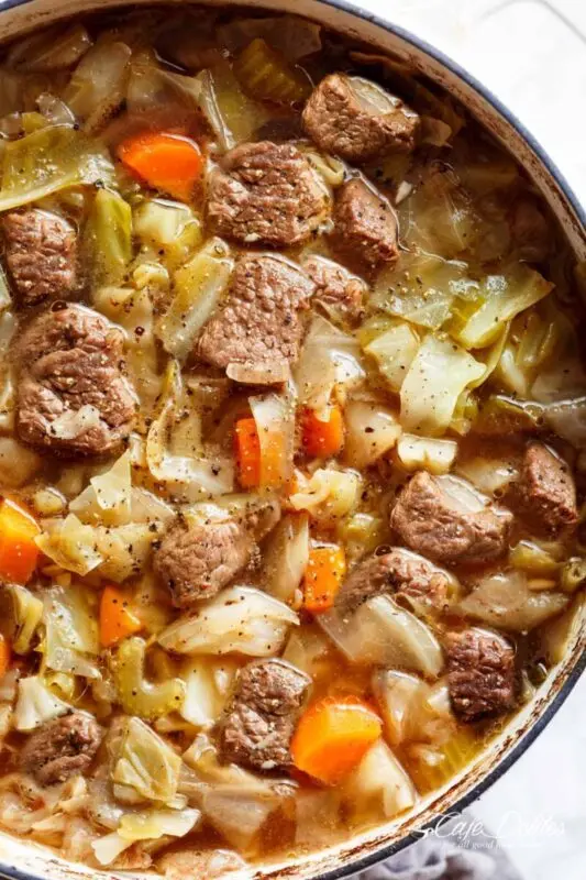 Cabbage stewed with meat