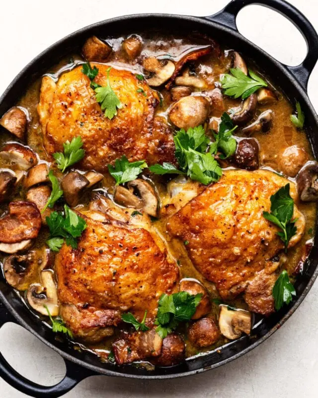 Chicken breast with mushrooms stewed