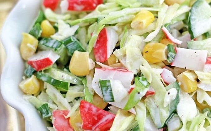 Salad ketam dengan kubis