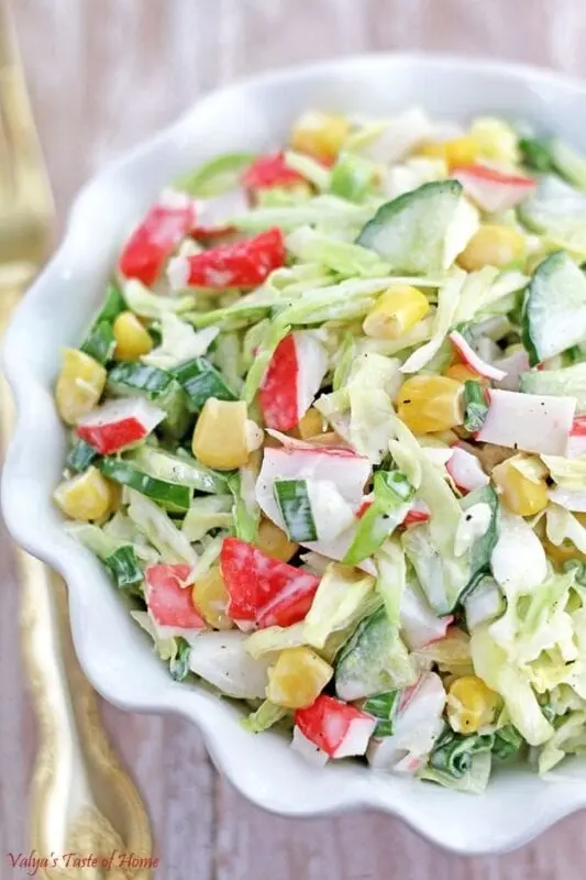 Crab stick salad with cabbage