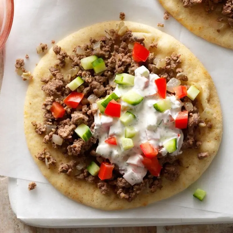 Greek bread with ground beef