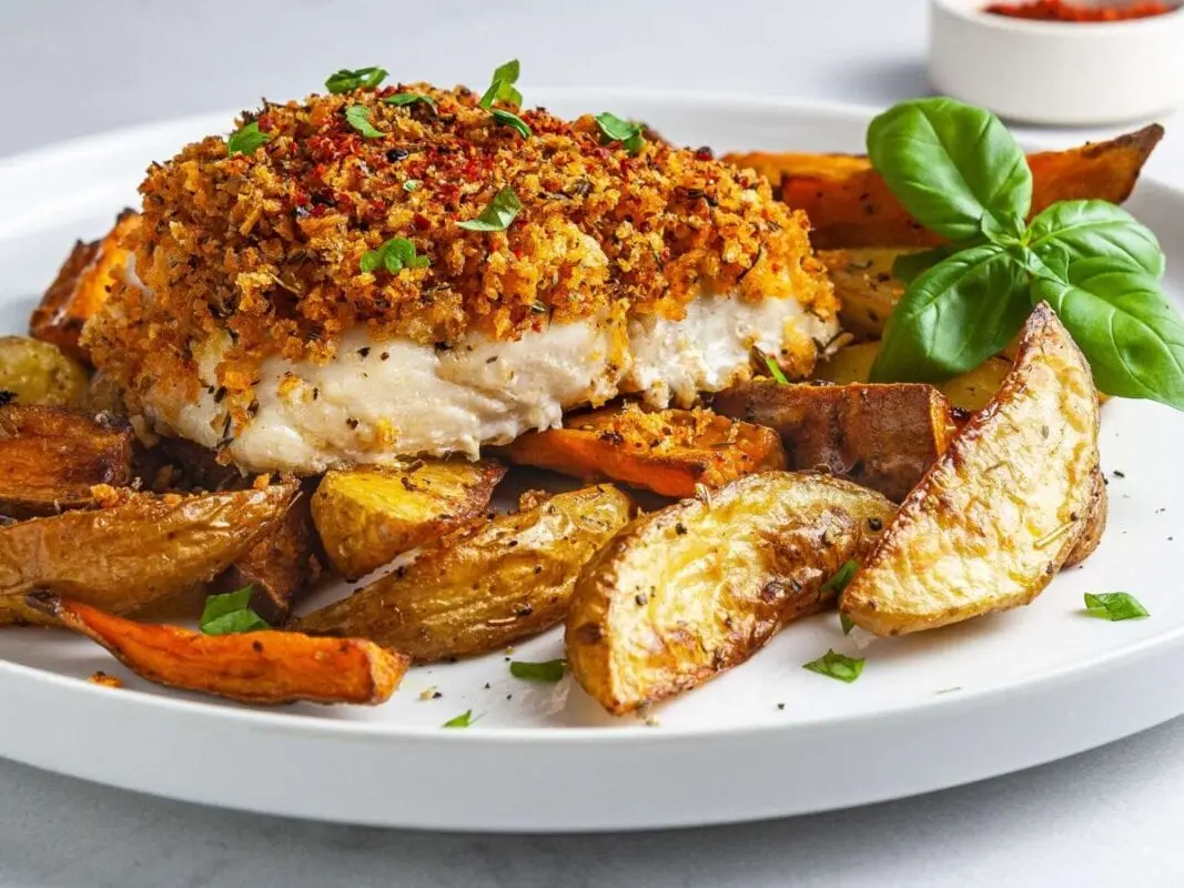 Hake baked in the oven