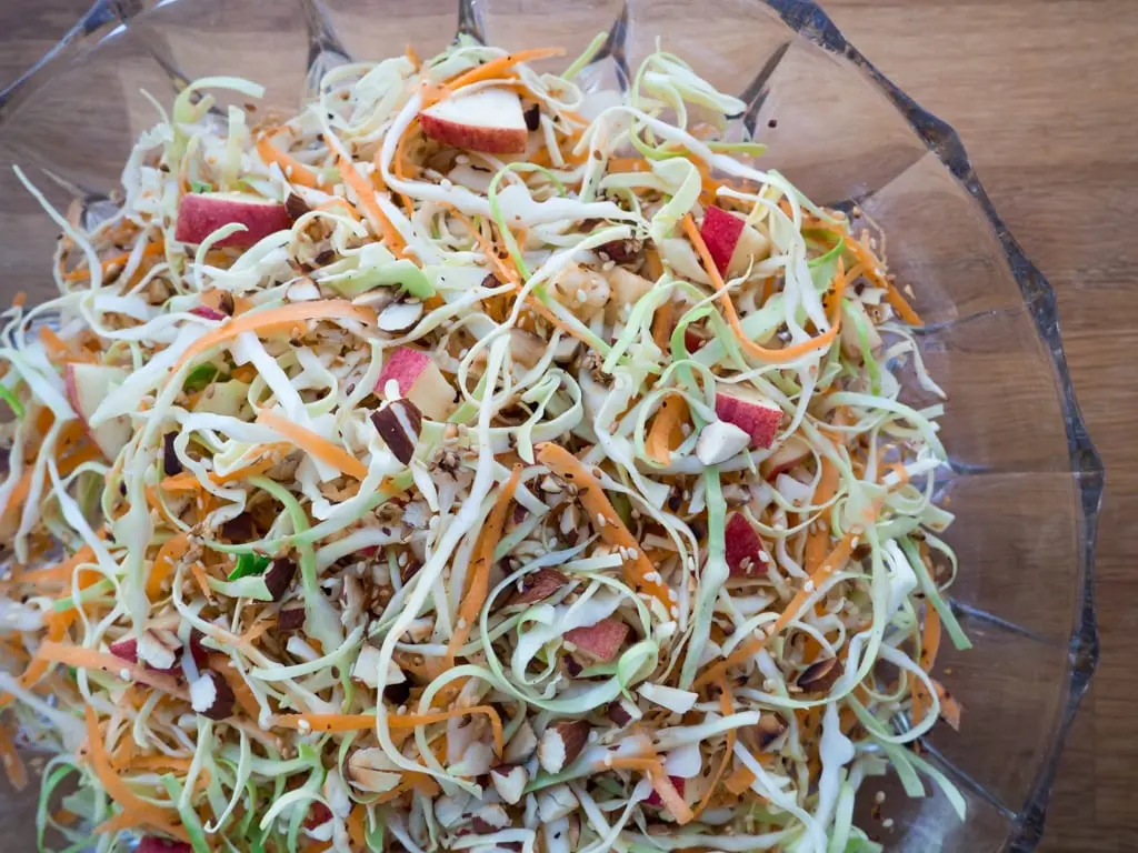 Lettuce, cabbage, carrot, apple