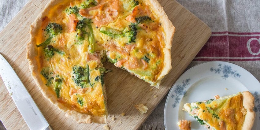 PP quiche with salmon and broccoli