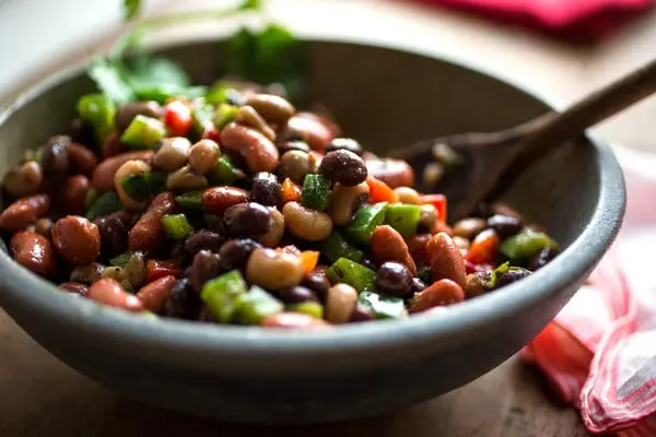 Salad with beans and servelat