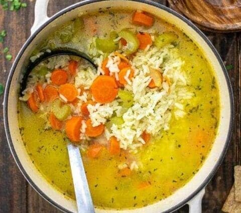 Soup with rice and vegetables