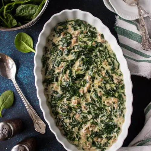 Spinach with mushrooms and cream