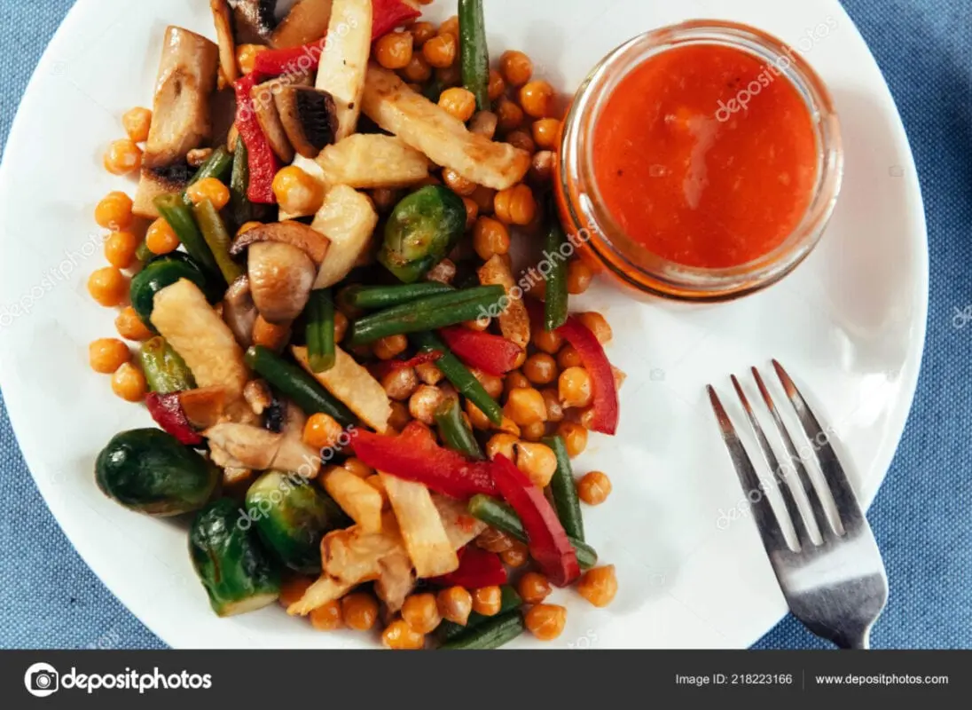 Steamed vegetables with mushrooms